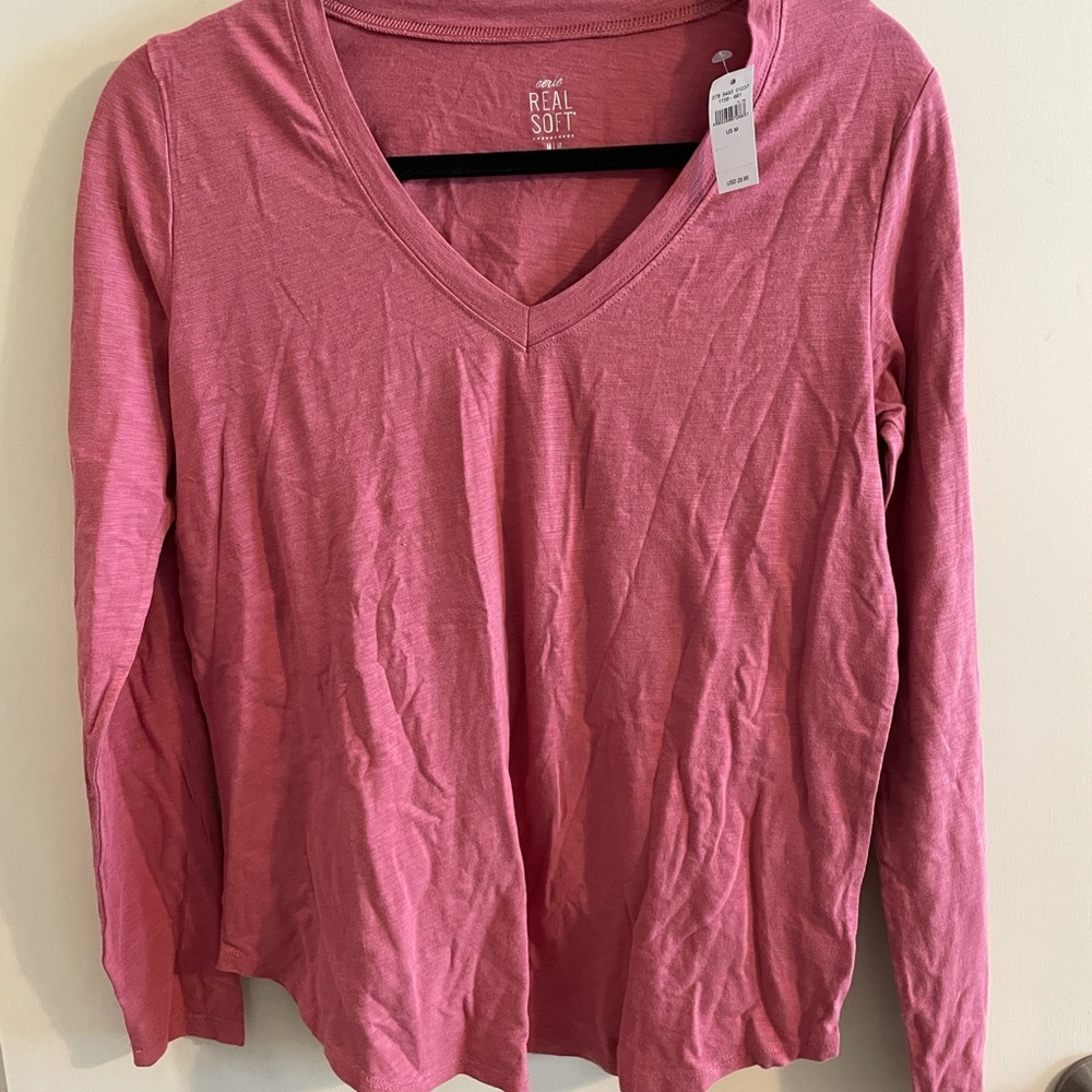 NWT Aerie M Pink Real Soft Long Sleeve Shirt